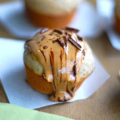 Peanut Butter Banana Flax Muffins with Frosting