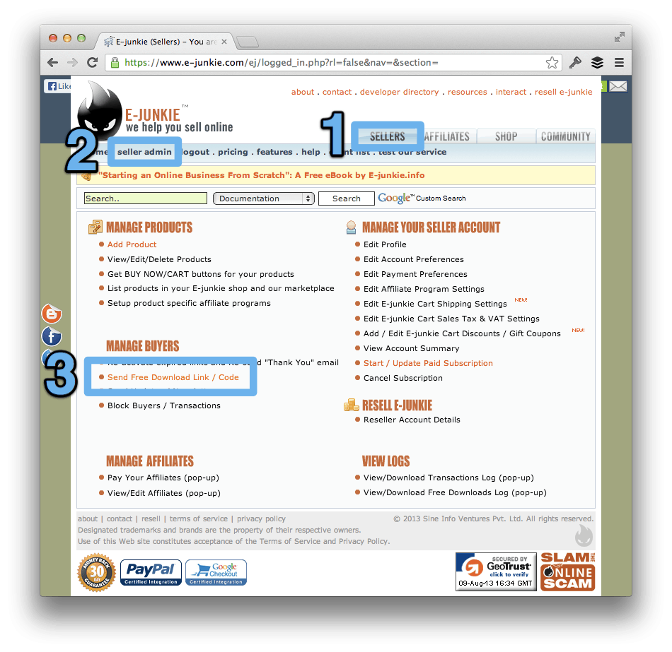 Send Free Download Link - E-Junkie.