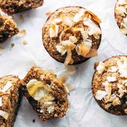 Toasted almonds on top of perfectly cooked muffins.