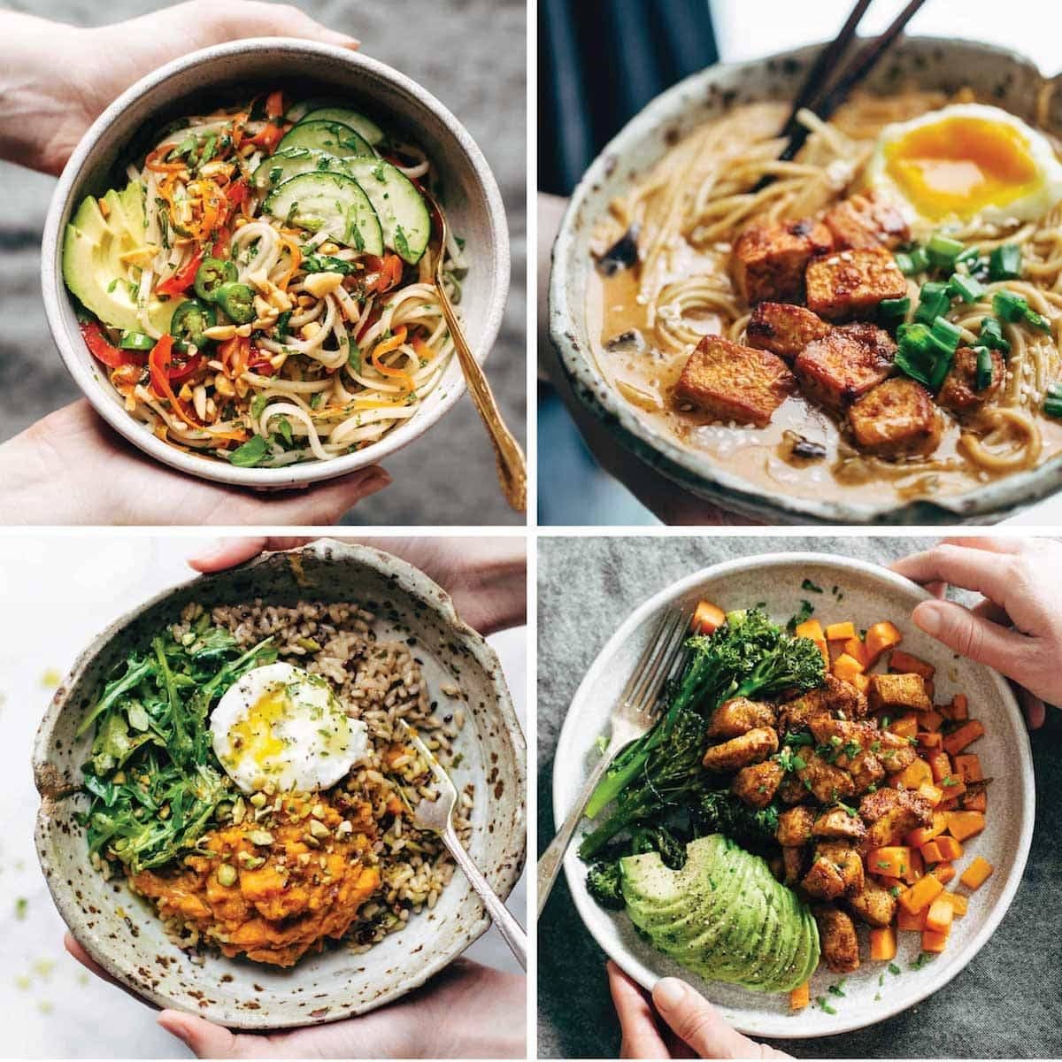 Photos of various foods.