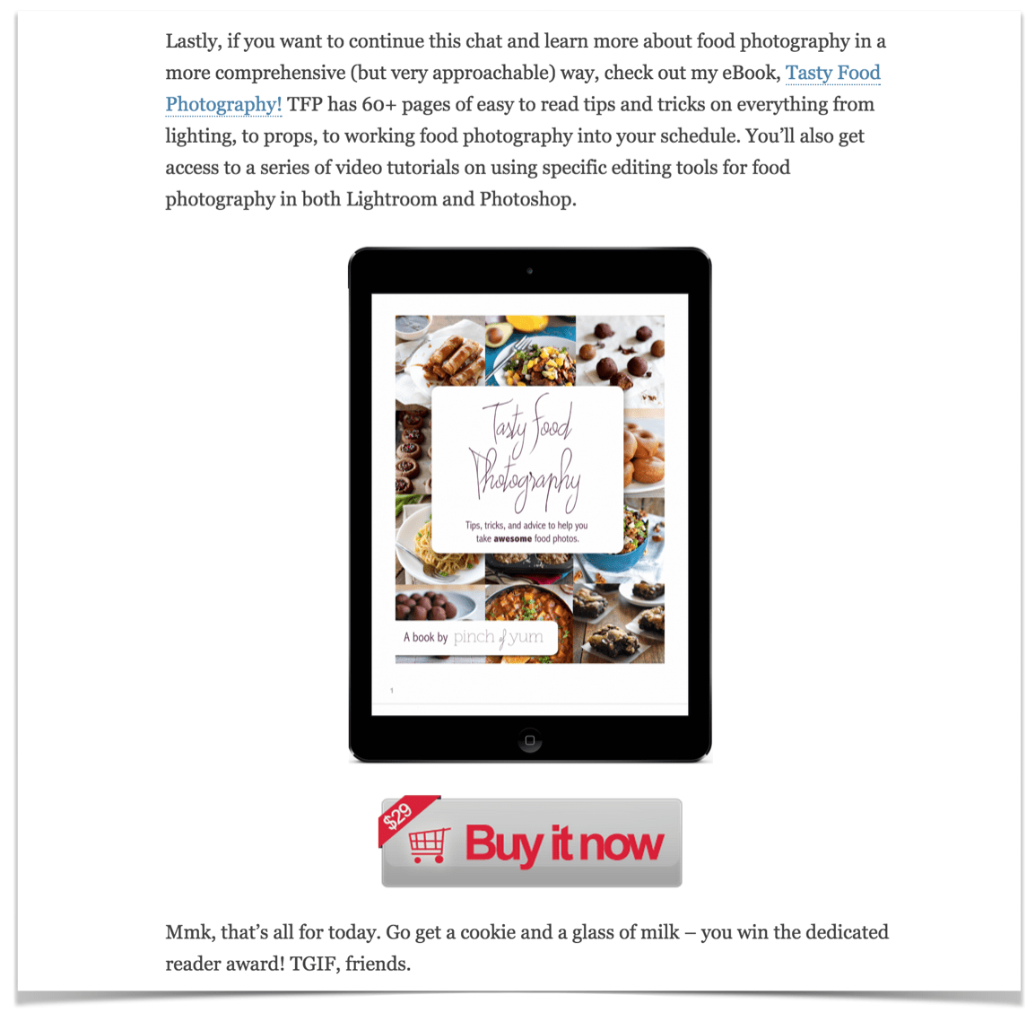 Product page with call to action.